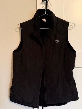 Ariat Vest Womens Black Quilted Reversible Full Zip Up Vest Pockets West, Medium